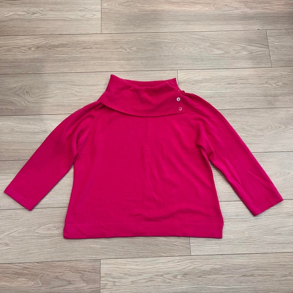 Jones New York 100% Cashmere Pink Turtleneck Sweater Women XL Preppy Minimalist